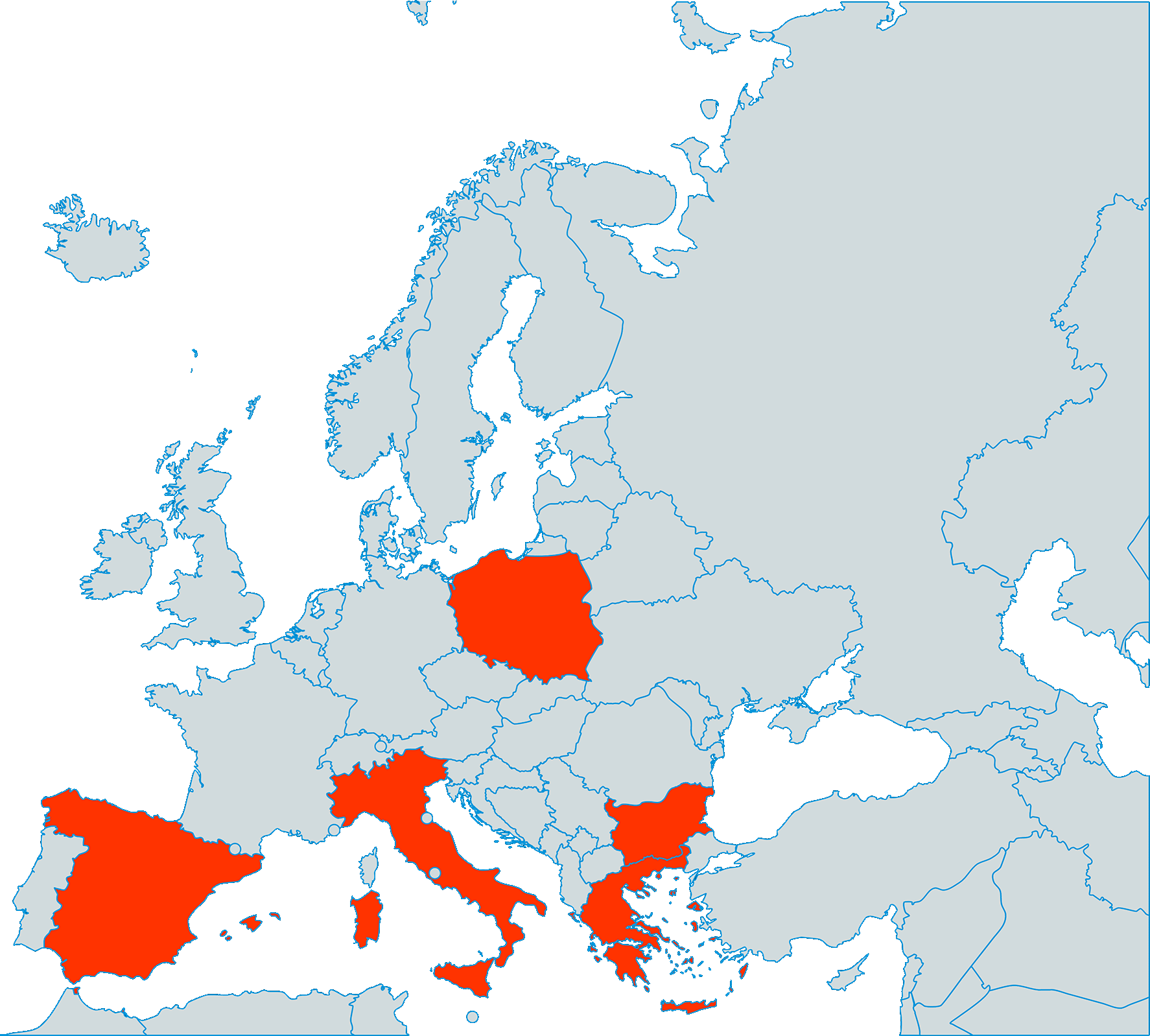 Mappa partner progetto Erasmus+ eActive